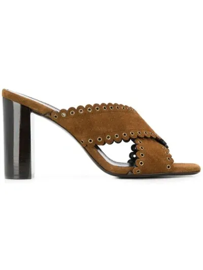 Saint Laurent Lou Mule Sandals In Brown