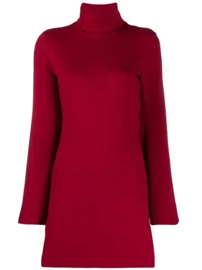 Sara Battaglia Flared Sleeve Shift Dress In Burgundy