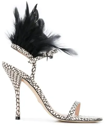 Stuart Weitzman King Cobra Feather Sandals In Black