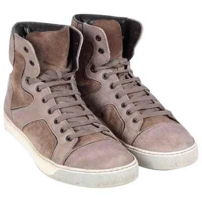 Pre-owned Lanvin Trainers In Beige