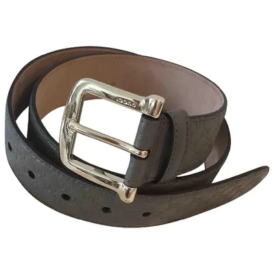 Pre-owned Gucci Leather Belt In Grey