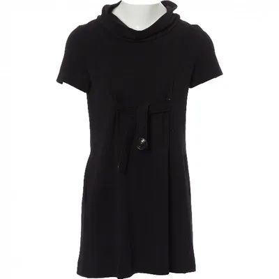 Pre-owned Fendi Wool Mid-length Dress In Black