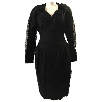 Pre-owned Fendi Wool Mid-length Dress In Black