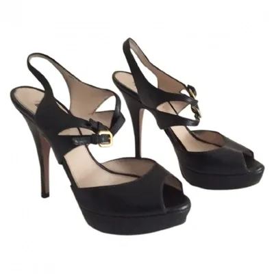 Pre-owned Prada Leather Sandals In Black