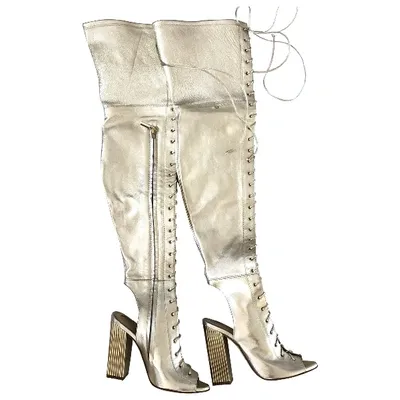 Pre-owned Elisabetta Franchi Leather Boots In Gold