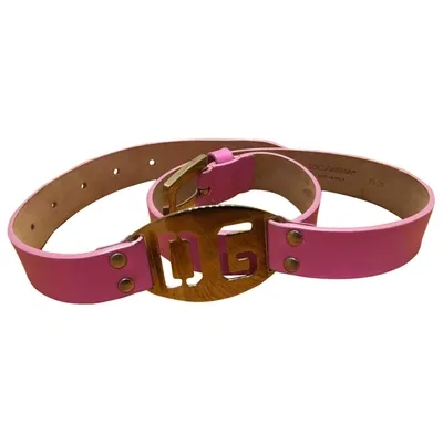 Pre-owned Dolce & Gabbana Leather Belt In Pink