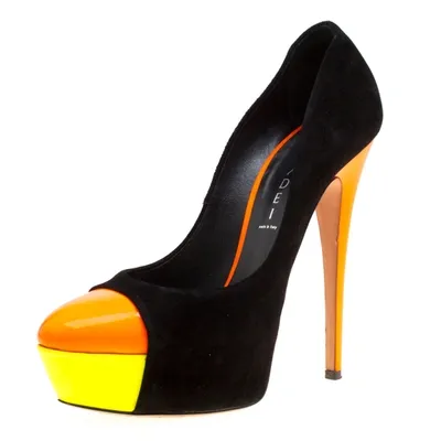 Pre-owned Casadei Tricolor Suede And Patent Leather Cap Toe Platform Pumps Size 39 In Multicolor