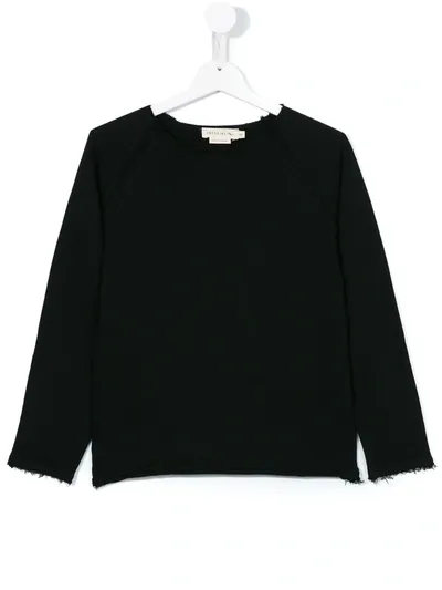 Andorine Kids' Frayed Edge Sweatshirt In Black