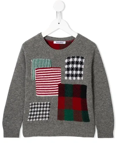 Familiar Kids' Patchwork Jumper In Grey