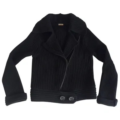 Pre-owned Sand Wool Cardigan In Black