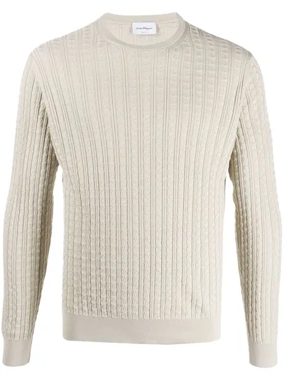 Ferragamo Gancini Intarsia Jumper In Neutrals