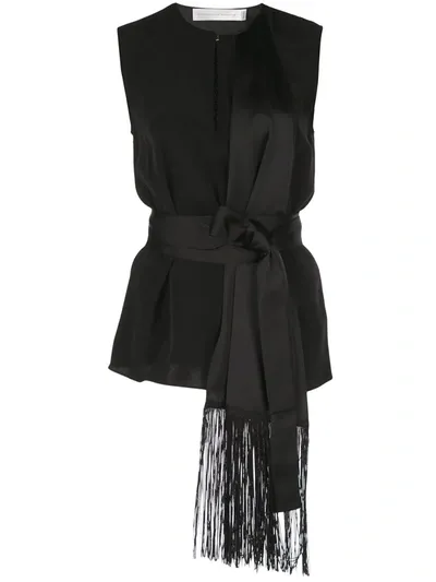 Victoria Victoria Beckham Asymmetric Fringe Blouse In Black