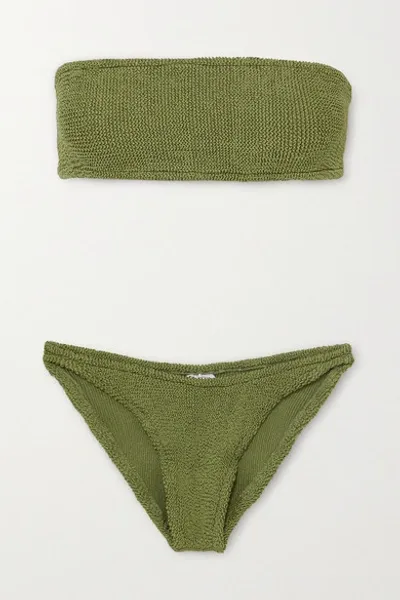 Hunza G Gabrielle Seersucker Bandeau Bikini In Sage Green