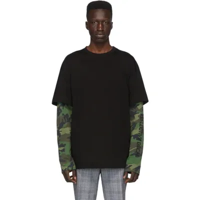 Juunj Camouflage Layered T-shirt In 5 Black