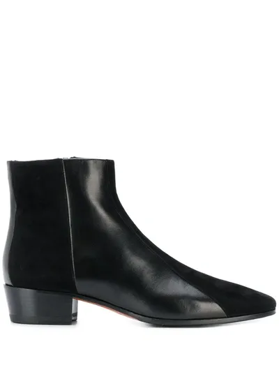 Santoni Textured Ankle Boots In Black