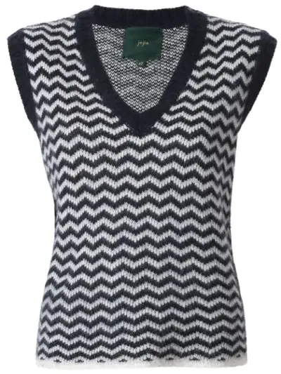 Jejia Julie Chevron-knit Vest In Blue