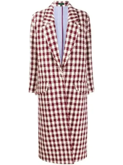 Jejia Tartan Check Cocoon Coat In Red