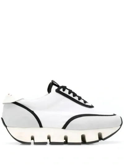 Marni Big Cut Round Platform Sneakers In White