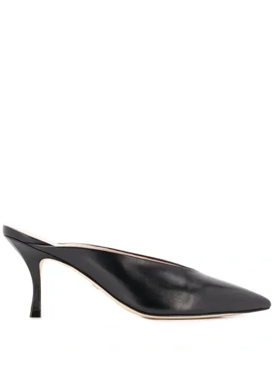 Stuart Weitzman 75mm Lulah Leather Mules In Black