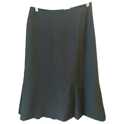 Pre-owned Max Mara Wool Mid-length Skirt In Black