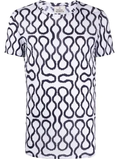 Vivienne Westwood Anglomania Curved Pattern T-shirt In White