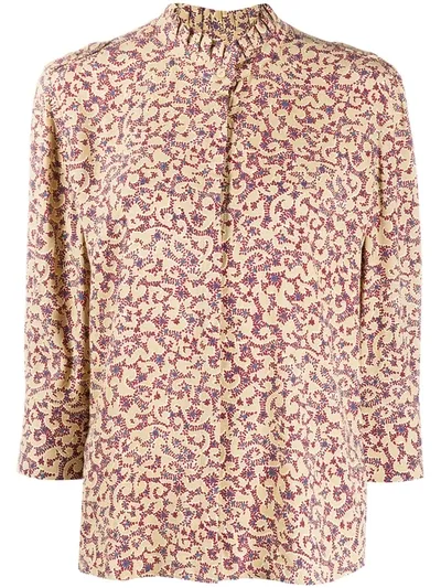 Ba&sh Catty Abstract-print Shirt In Neutrals