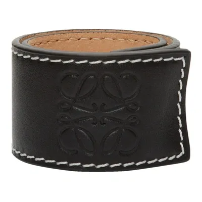 Loewe Anagram-logo Leather Snap Bracelet In Black