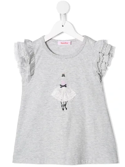 Familiar Kids' Ruffled Jersey Top In Gy