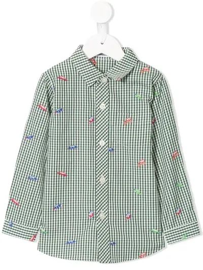 Familiar Kids' Long Sleeve Embroidered Tractor Shirt In Green