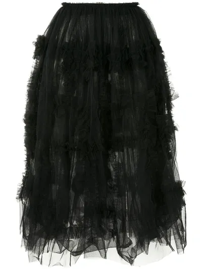 Pre-owned Comme Des Garçons Tulle Ruffle Skirt In Black