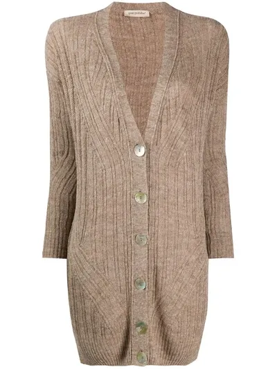 Gentry Portofino Fine Knit Longline Cardigan In Neutrals