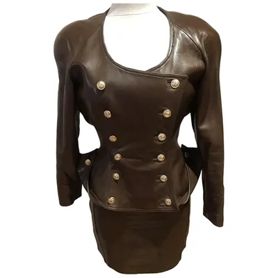 Pre-owned Jitrois Leather Suit Jacket In Brown