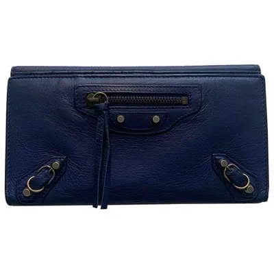 Pre-owned Balenciaga Leather Wallet In Blue