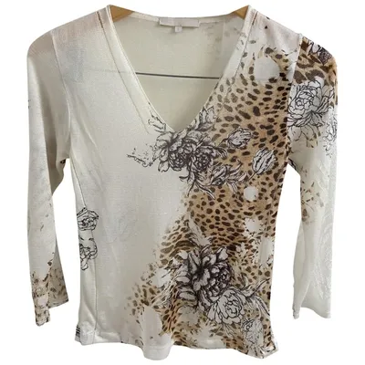 Pre-owned Roberto Cavalli Silk T-shirt In Beige