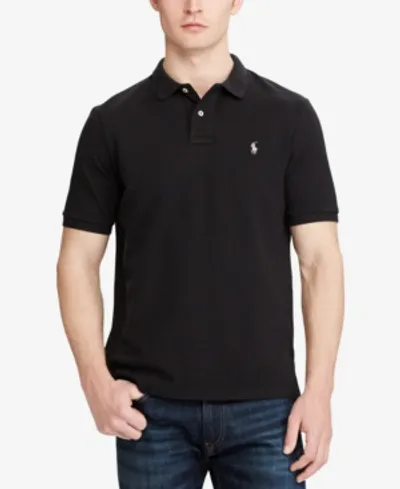 Polo Ralph Lauren Classic Fit Mesh Polo Shirt In Black Marble