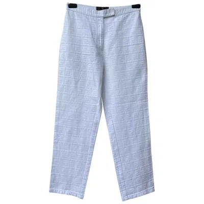 Pre-owned Fendi Straight Pants In White