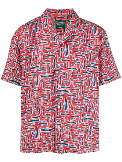 Gitman Vintage X Sebago Dockside Print Shirt In Red