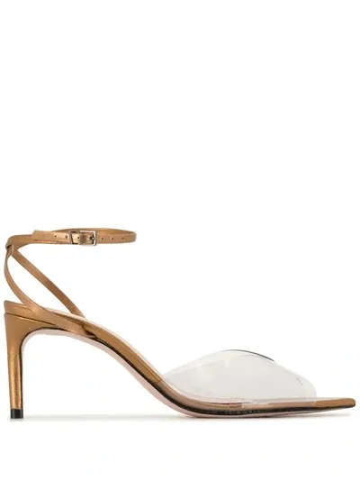 Schutz Amy Mid-heel Sandals In Gold