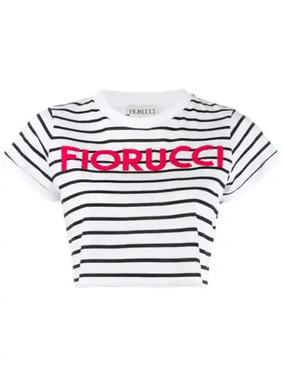 Fiorucci New Stripe Cropped T-shirt In White