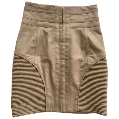 Pre-owned Balmain Mini Skirt In Camel