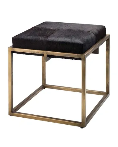 Jamie Young Shelby Small Hair Hide Stool In Dark Brown