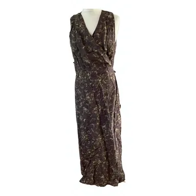 Pre-owned Max Mara Linen Maxi Dress In Brown