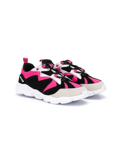 Msgm Teen Colour-block Sneakers In Black