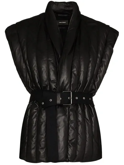 Isabel Marant Ajali Quilted Leather Gilet In Black