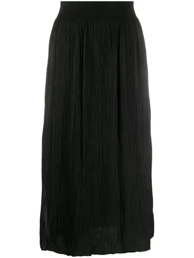 Theory Pleated Georgette Midi Skirt In Black