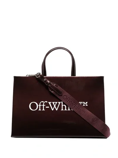 Off-white Box Leather Tote Bag In Purple