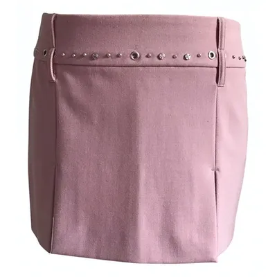 Pre-owned John Richmond Wool Mini Skirt In Pink