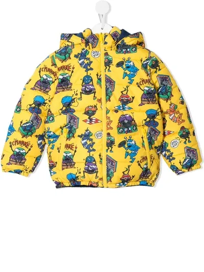 Stella Mccartney Kids' Reversible Monster Print Padded Jacket In Blue