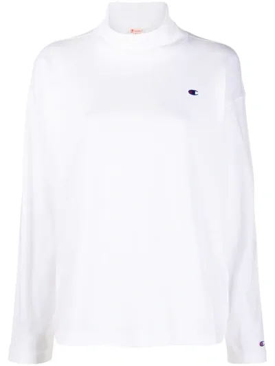 Champion Logo-embroidered Roll Neck Top In White