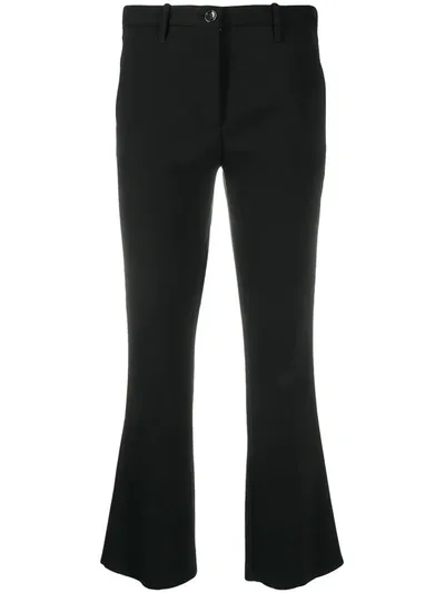 Nine In The Morning Cropped Flare Trousers In Black